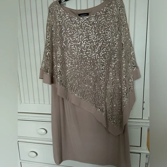 express faux leather dress Lace & Beads Mabel Embellished Pearl Taupe Maxi Dress – Love My Apparel main image 1